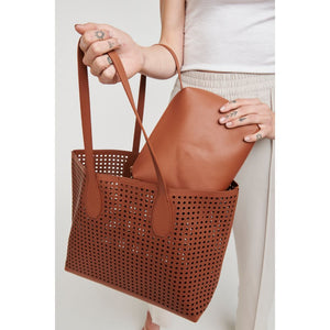 Woman wearing Tan Moda Luxe Brazil Tote 842017124221 View 3 | Tan