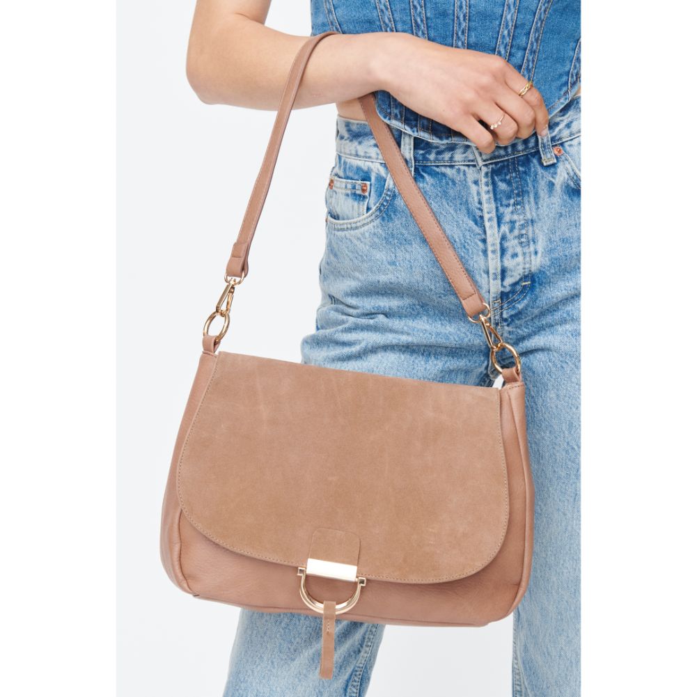 Woman wearing Nude Moda Luxe Zoe Crossbody 842017130789 View 4 | Nude