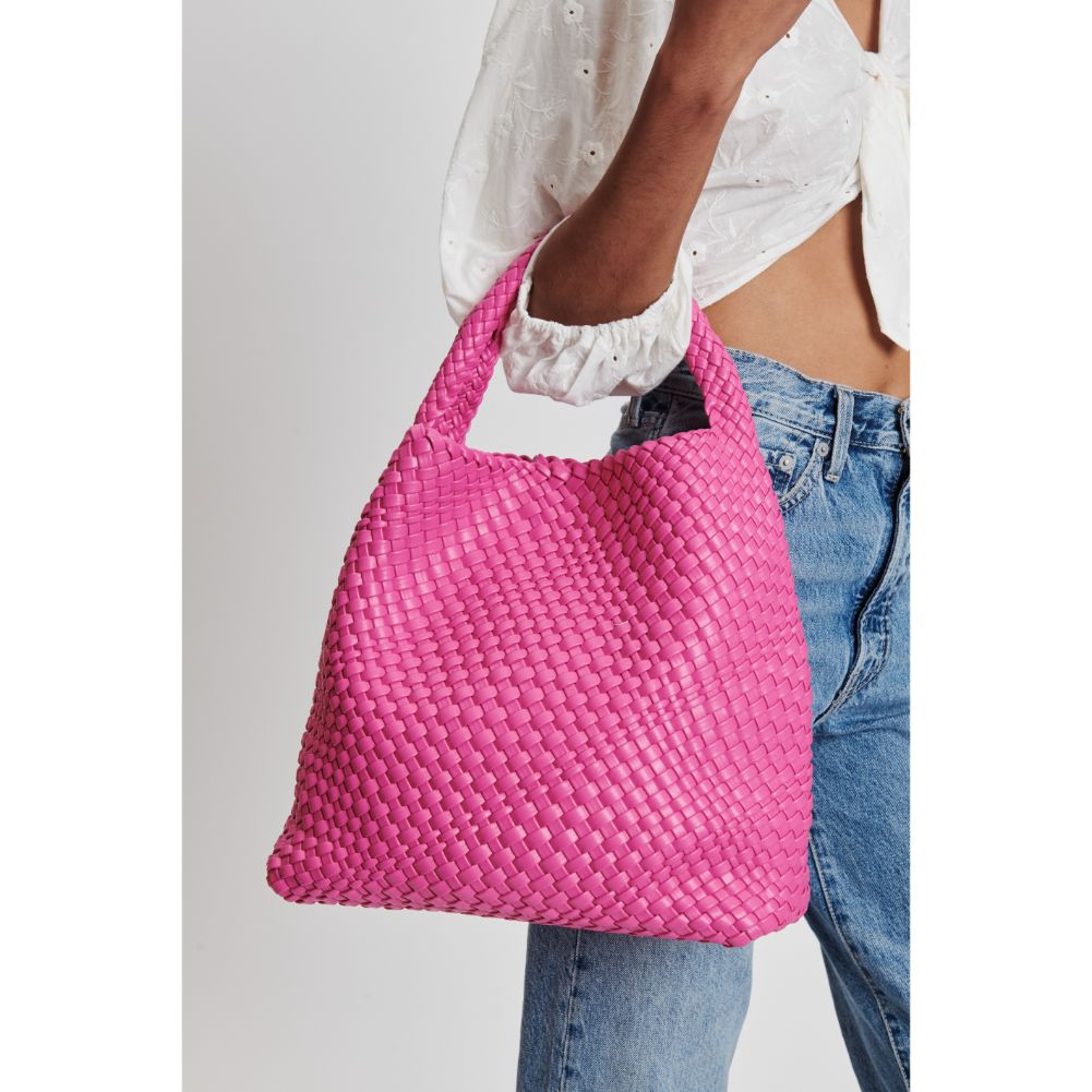 Woman wearing Pink Moda Luxe Ellery Hobo 842017132134 View 4 | Pink