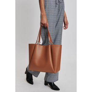 Woman wearing Tan Moda Luxe Brooklyn Tote 842017132738 View 3 | Tan