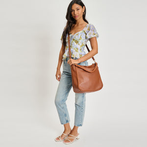 Woman wearing Tan Moda Luxe Luxelle Hobo 842017134916 View 4 | Tan