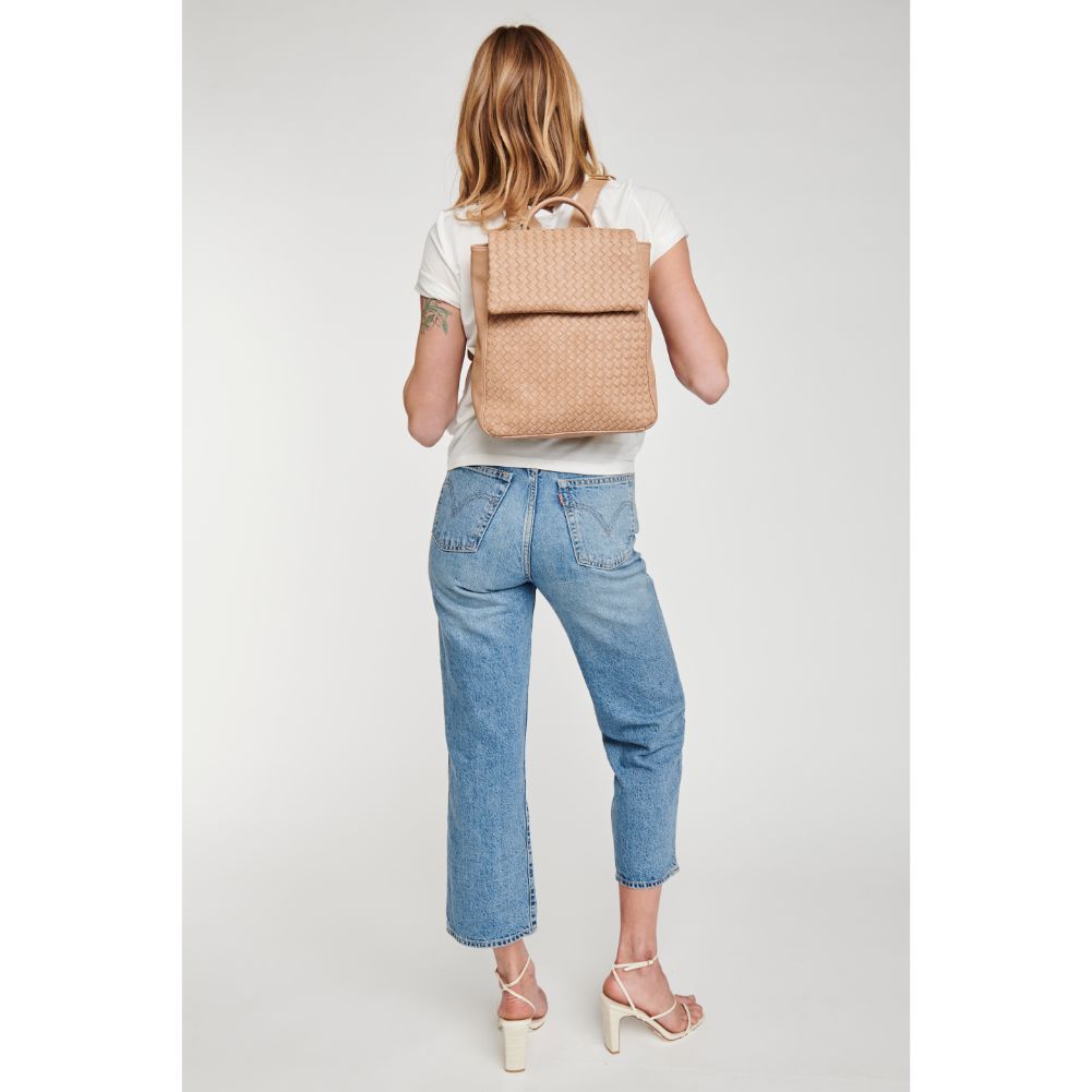 Woman wearing Natural Moda Luxe Aurie Backpack 842017127260 View 4 | Natural