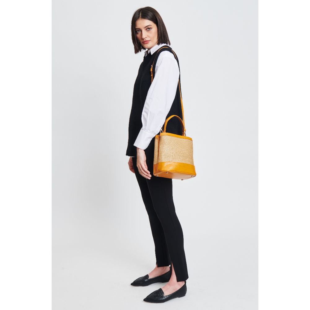 Woman wearing Natural Mustard Moda Luxe Danica Bucket 842017131397 View 2 | Natural Mustard