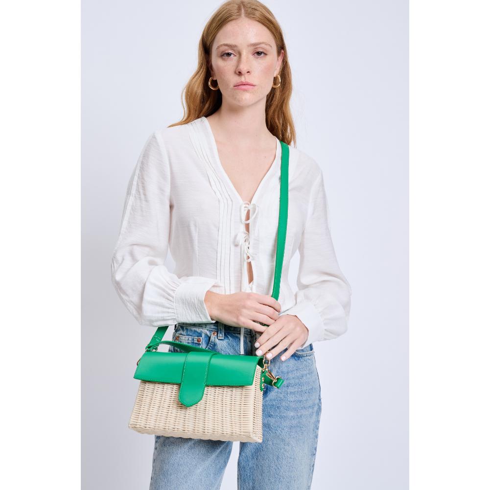 Woman wearing Green Moda Luxe Swanki Crossbody 842017135227 View 1 | Green