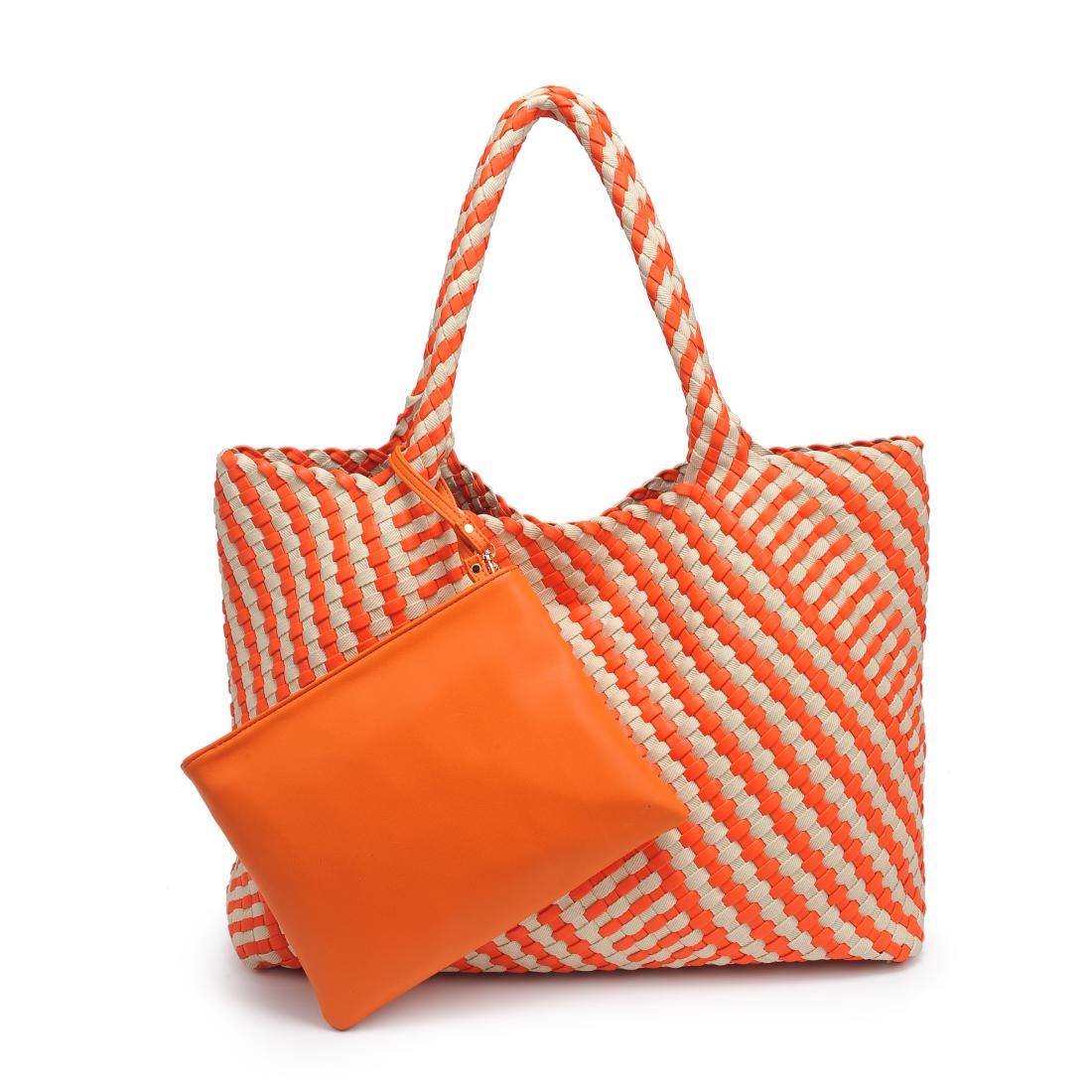 Product Image of Moda Luxe Solana - Mixed Material Tote 842017138600 View 5 | Orange Ivory