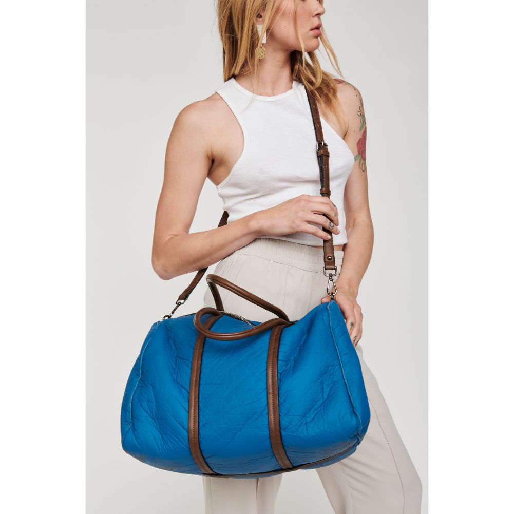 Woman wearing Blue Moda Luxe Canyon Weekender 842017101406 View 1 | Blue