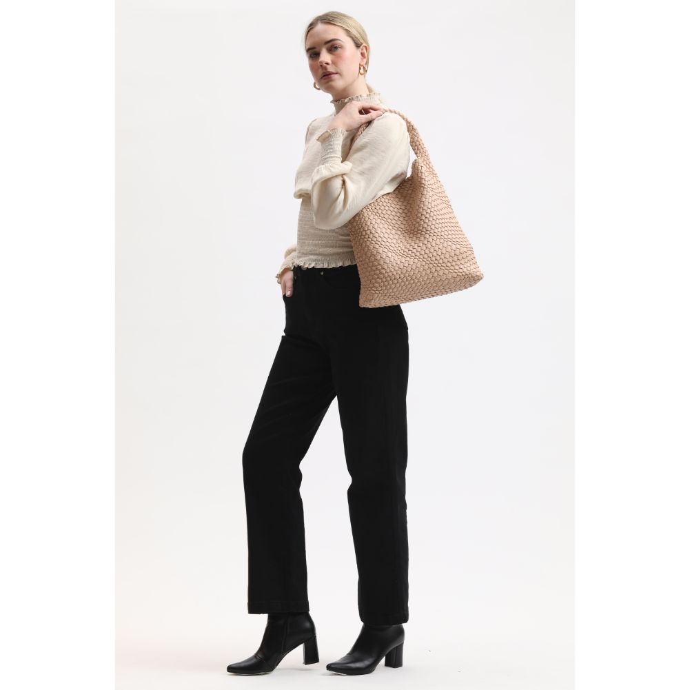 Woman wearing Natural Moda Luxe Ellery Hobo 842017134251 View 3 | Natural