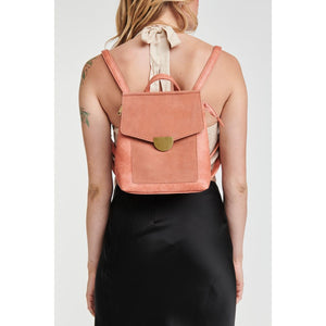 Woman wearing Cinnamon Moda Luxe Claudette Backpack 842017127468 View 1 | Cinnamon