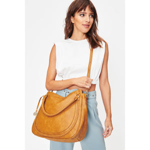 Woman wearing Mustard Moda Luxe Lindsay Hobo 842017128151 View 2 | Mustard