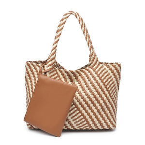 Product Image of Moda Luxe Solana - Mixed Material Tote 842017135784 View 5 | Chocolate Ivory