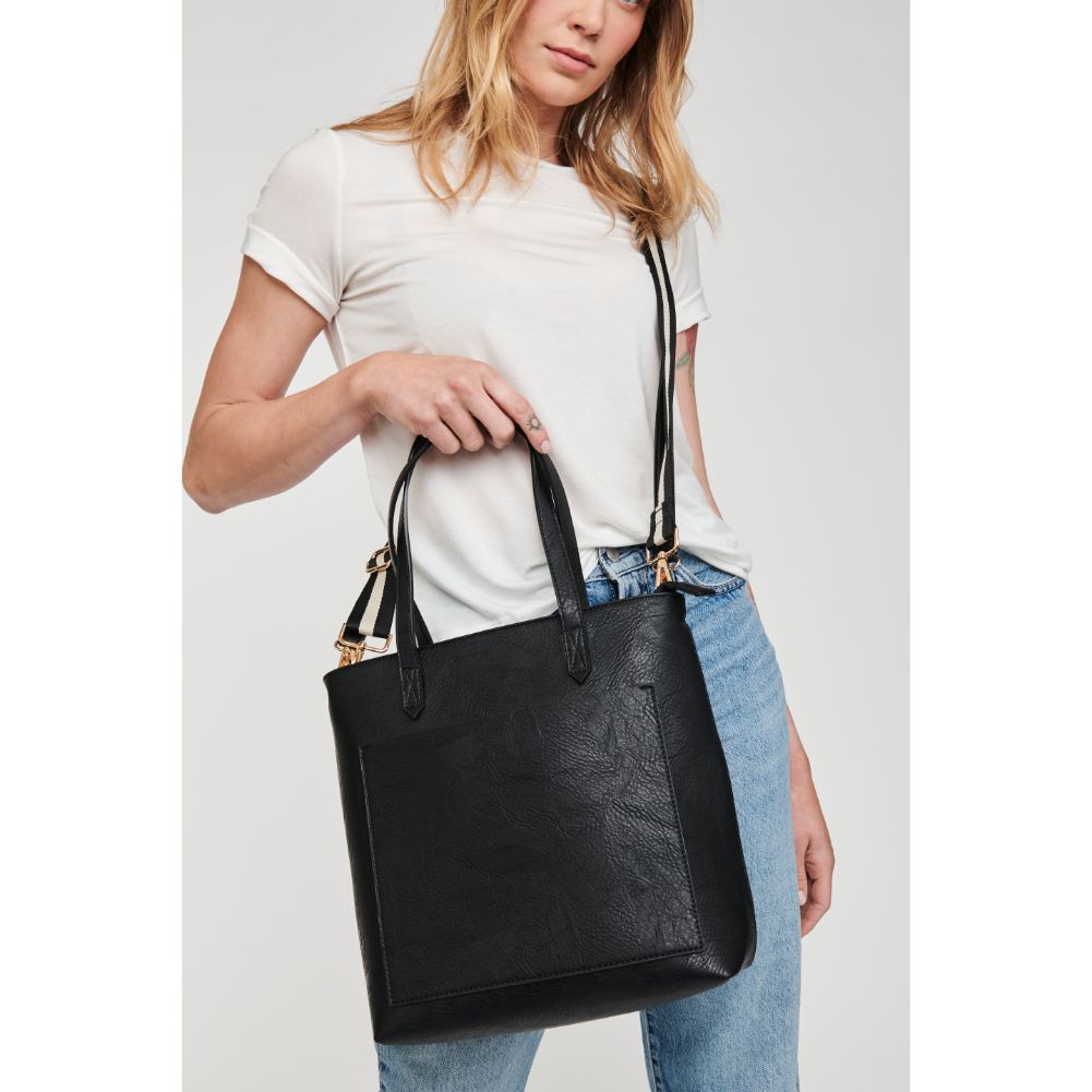 Woman wearing Black Moda Luxe Sadie Tote 842017126751 View 1 | Black