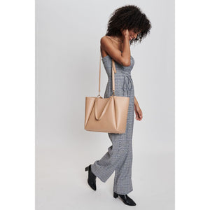 Woman wearing Natural Moda Luxe Brooklyn Tote 842017132721 View 3 | Natural