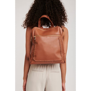 Woman wearing Cognac Moda Luxe Rachel Backpack 842017127178 View 1 | Cognac