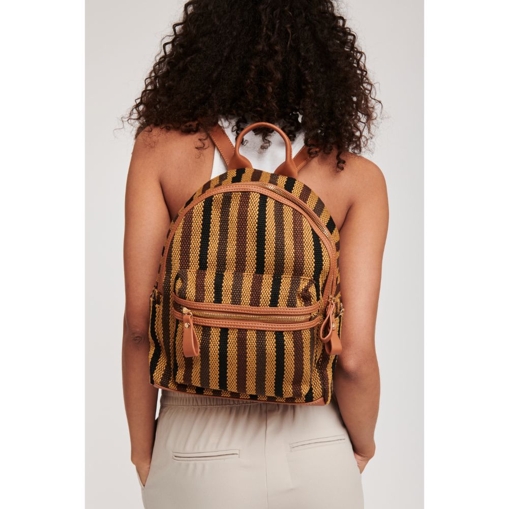 Woman wearing Tan Moda Luxe Trent Backpack 842017124450 View 1 | Tan