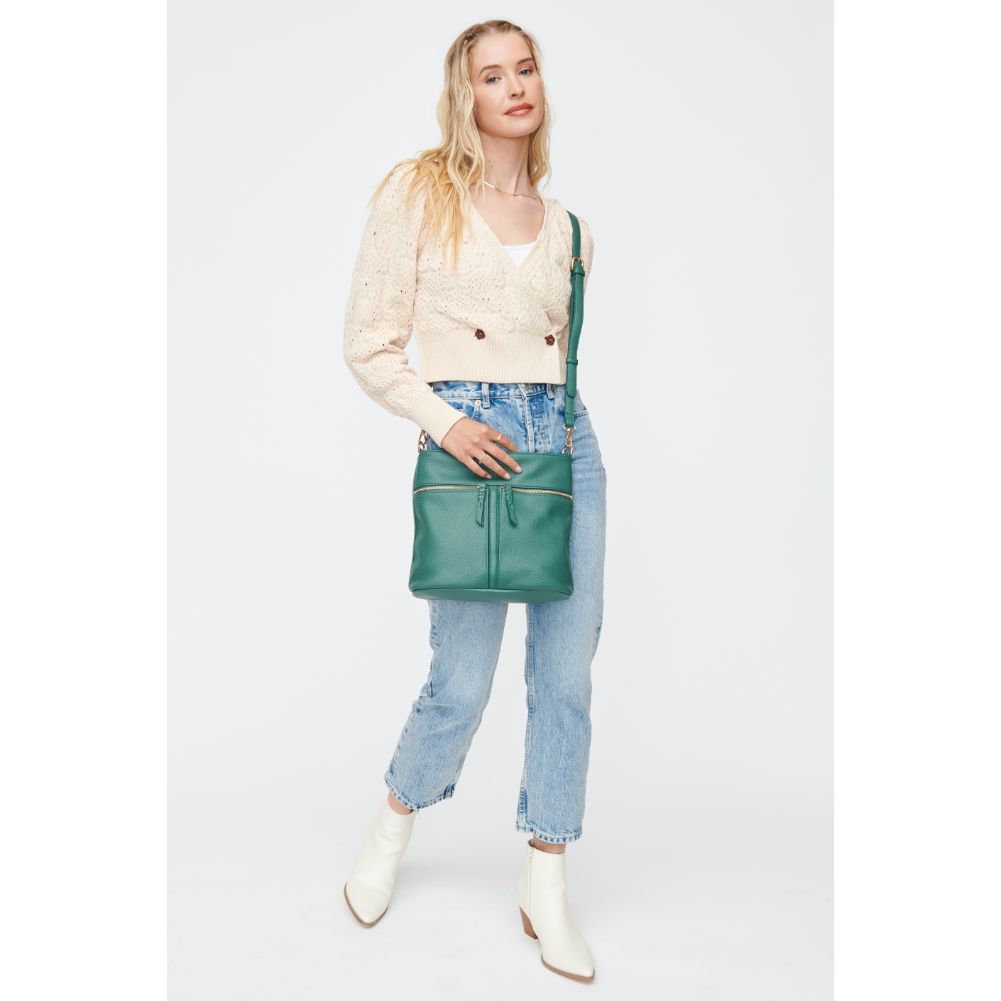 Woman wearing Emerald Moda Luxe Nova Crossbody 842017130376 View 3 | Emerald