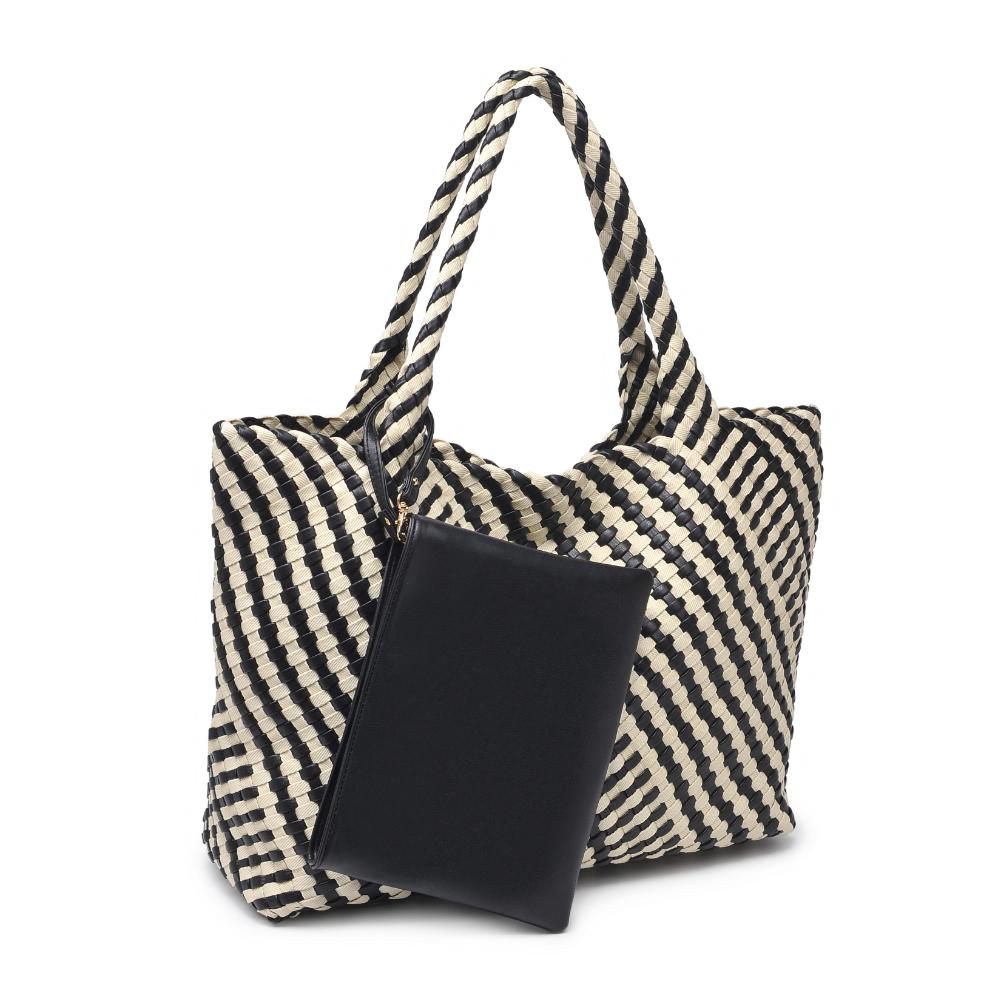 Product Image of Moda Luxe Solana - Mixed Material Tote 842017135777 View 6 | Black Ivory