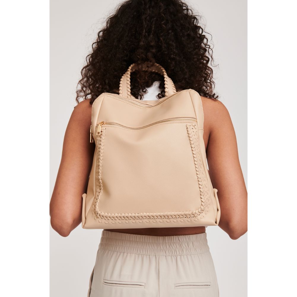 Woman wearing Natural Moda Luxe Rachel Backpack 842017127185 View 1 | Natural