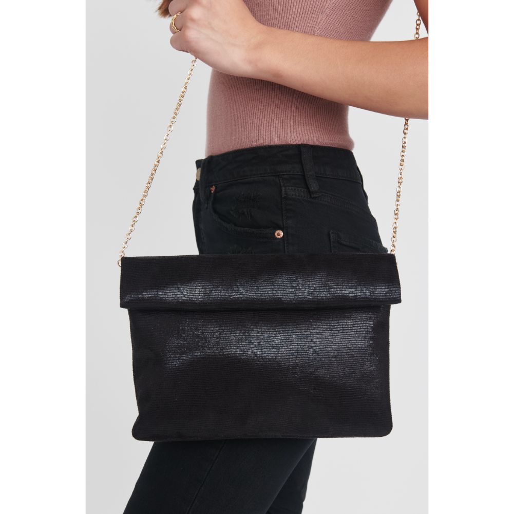 Woman wearing Black Moda Luxe Lauren Clutch 842017128984 View 1 | Black