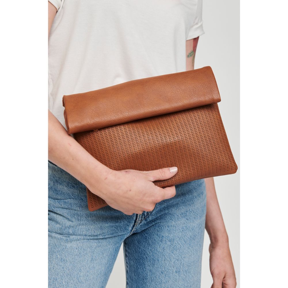 Woman wearing Tan Moda Luxe Amelia Crossbody 842017120582 View 2 | Tan