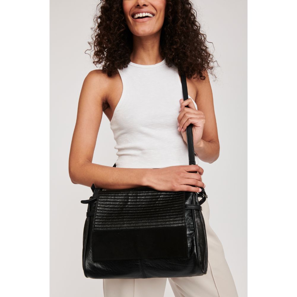 Woman wearing Black Moda Luxe Lucy Messenger 842017117483 View 1 | Black