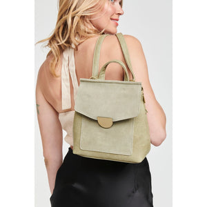 Woman wearing Sage Moda Luxe Claudette Backpack 842017127444 View 2 | Sage