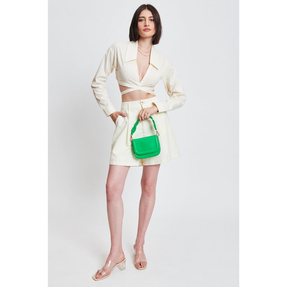 Woman wearing Green Moda Luxe Vanna Crossbody 842017131045 View 2 | Green