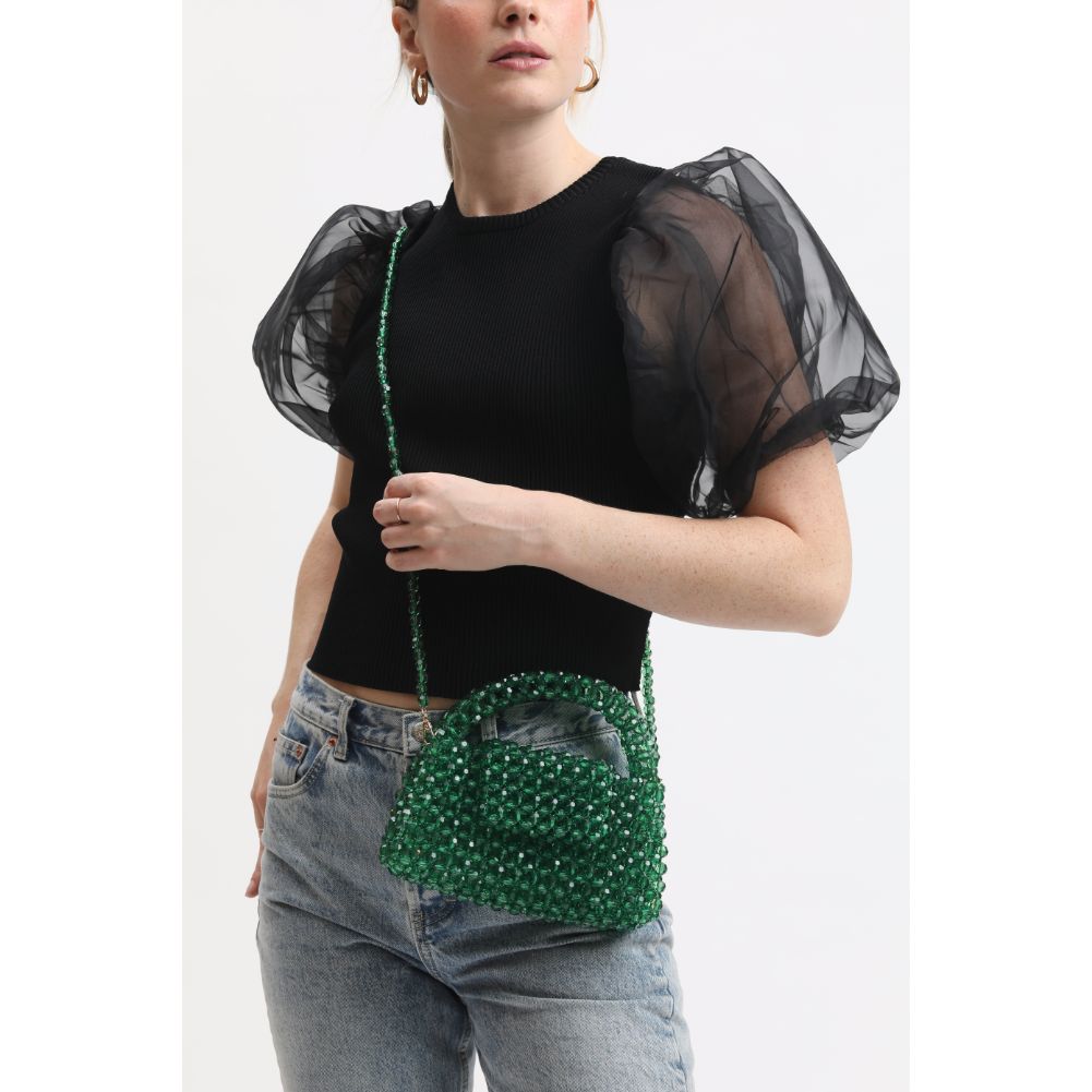 Woman wearing Green Moda Luxe Dolly Evening Bag 842017133445 View 1 | Green