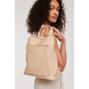 Woman wearing Natural Moda Luxe Rachel Backpack 842017127185 View 4 | Natural