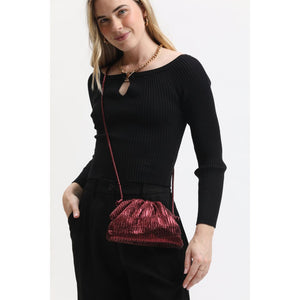 Woman wearing Burgundy Moda Luxe Laila Crossbody 842017134176 View 1 | Burgundy