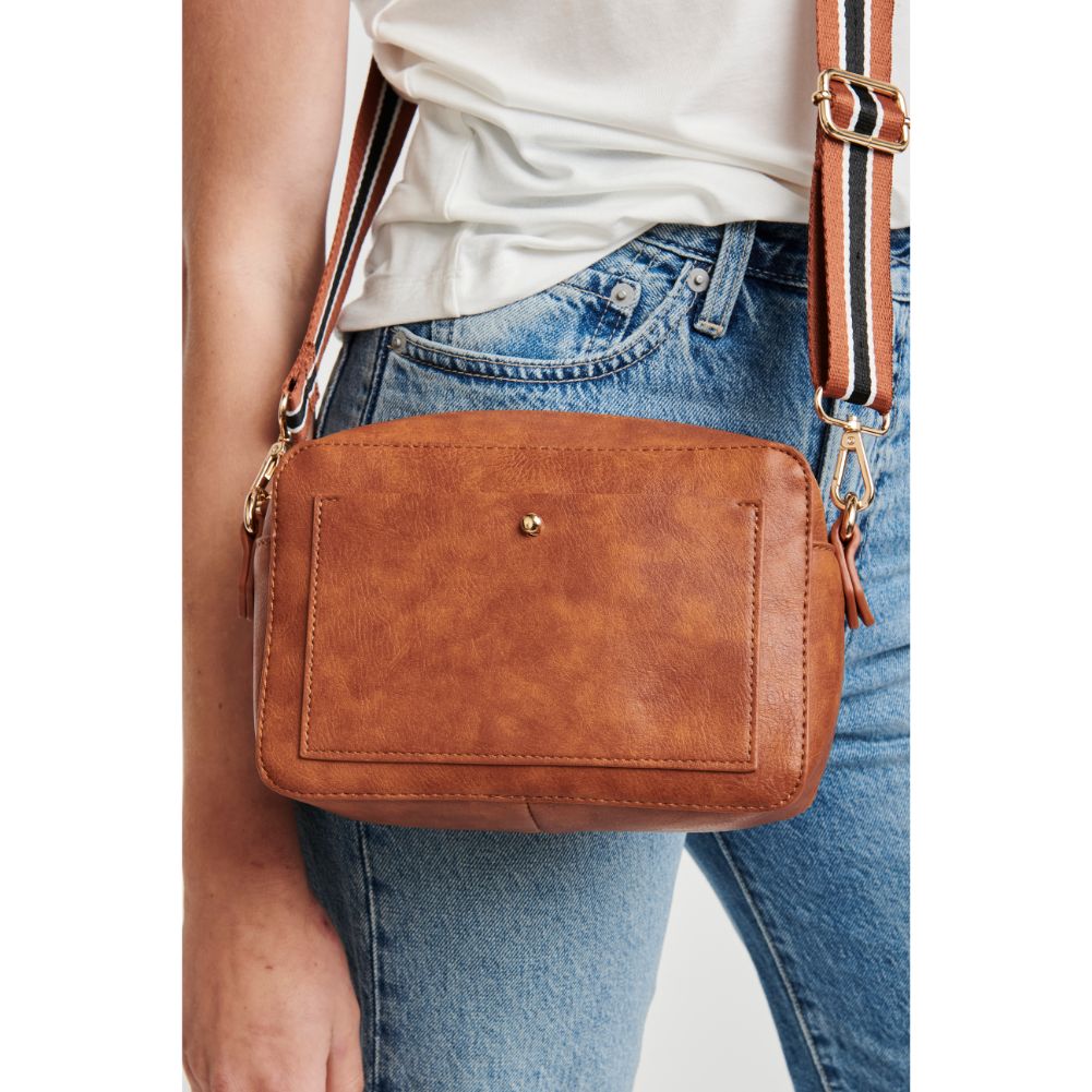 Woman wearing Tan Moda Luxe Skylie Crossbody 842017126706 View 2 | Tan