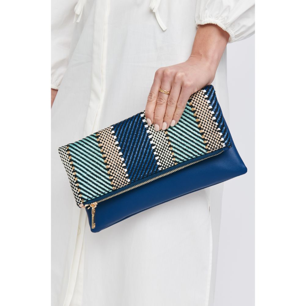 Woman wearing Navy Moda Luxe Emmie Clutch 842017129639 View 4 | Navy