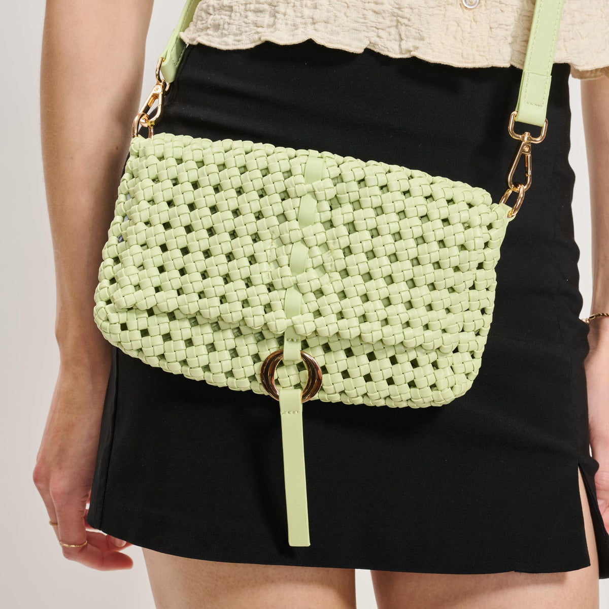 Woman wearing Pistachio Moda Luxe Camilla Crossbody 842017137610 View 4 | Pistachio