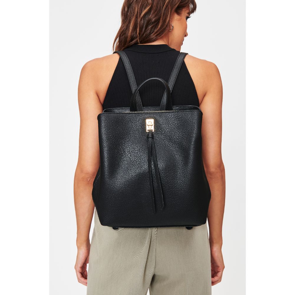 Woman wearing Black Moda Luxe Sylvia Backpack 842017128304 View 1 | Black