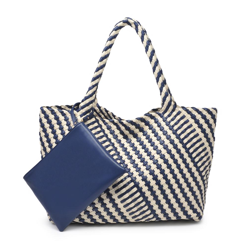 Product Image of Moda Luxe Solana - Mixed Material Tote 842017135791 View 5 | Navy Ivory