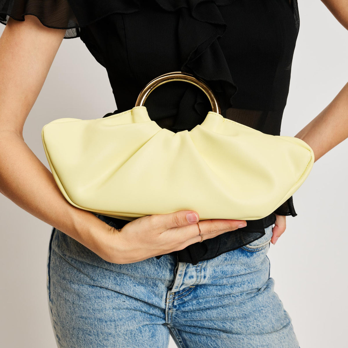 Woman wearing Butter Moda Luxe Danika Clutch 842017137962 View 4 | Butter