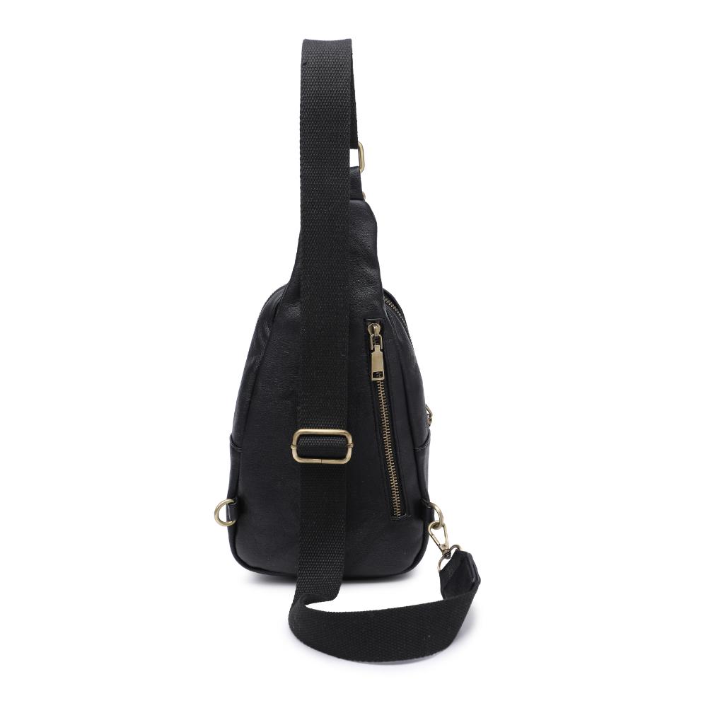 Product Image of Moda Luxe Regina Studded Sling Backpack 842017136804 View 7 | Black