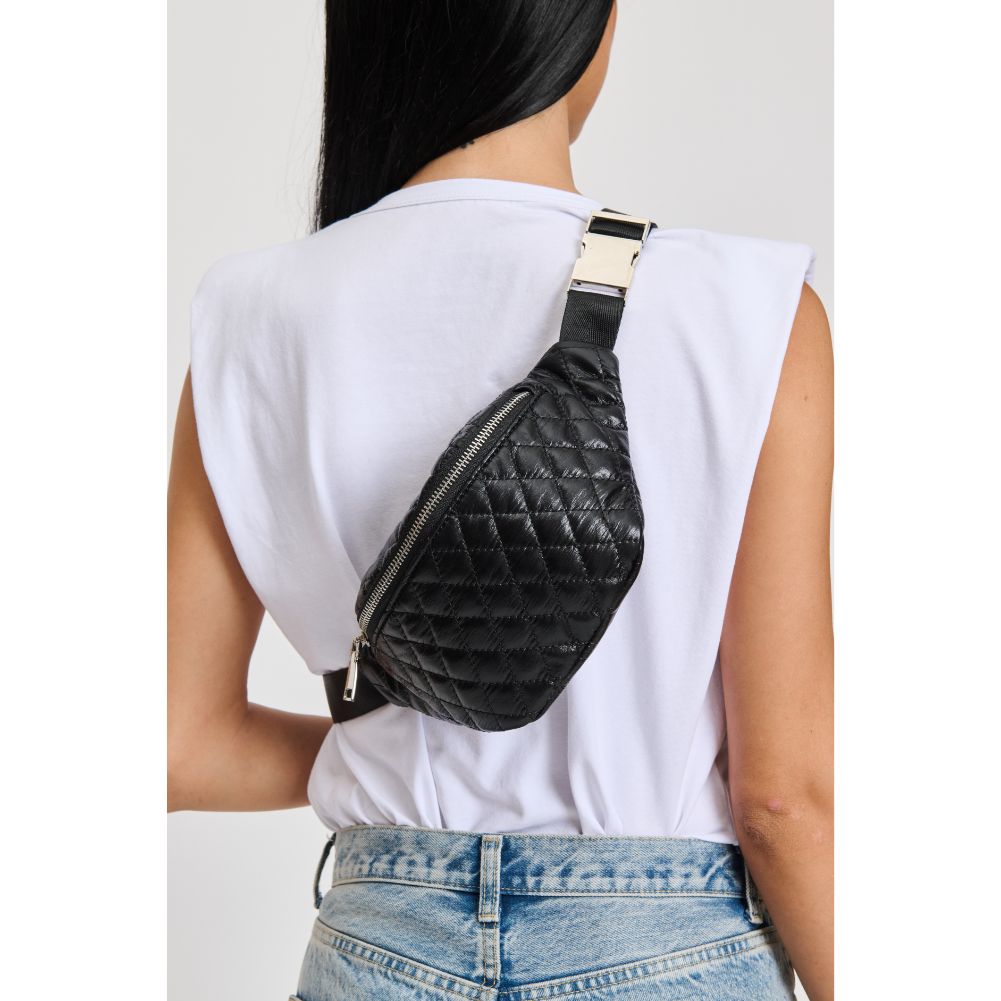 Woman wearing Black Moda Luxe Ariana Belt Bag 842017133797 View 4 | Black