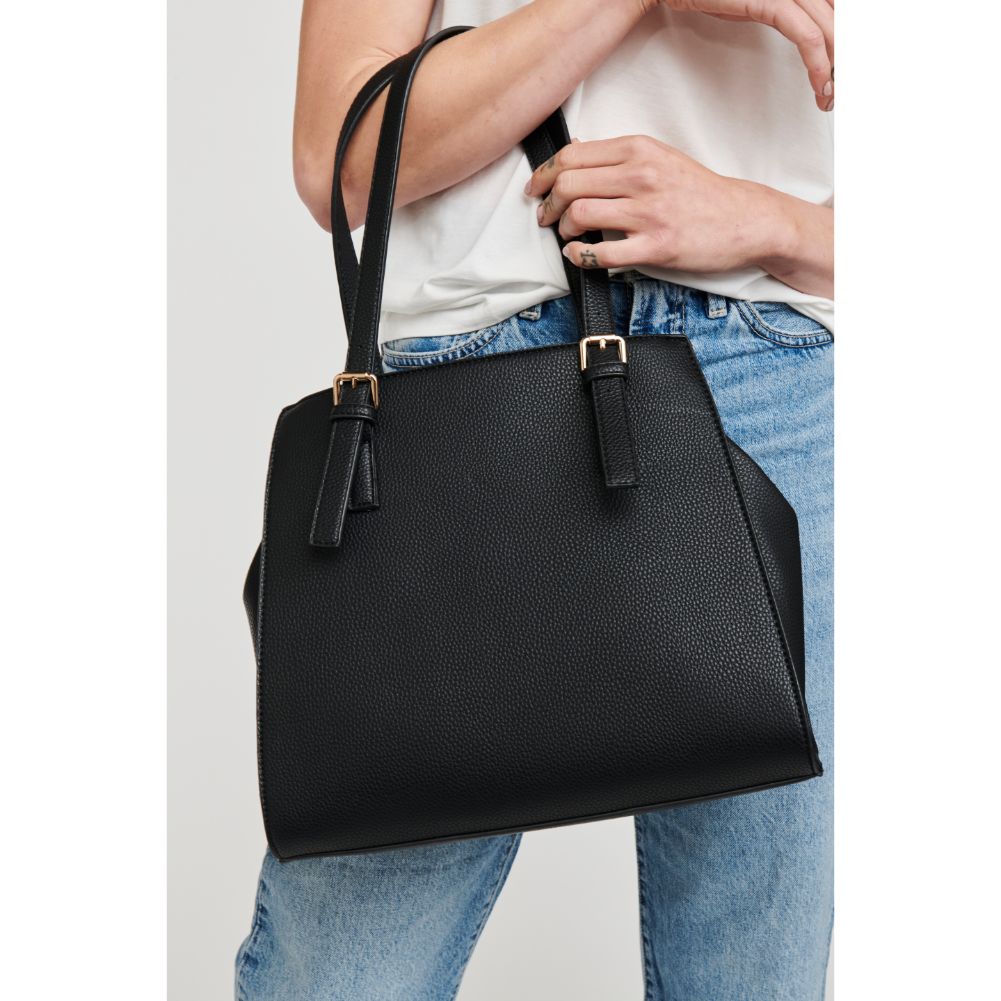 Woman wearing Black Moda Luxe Sara Tote 842017116523 View 2 | Black