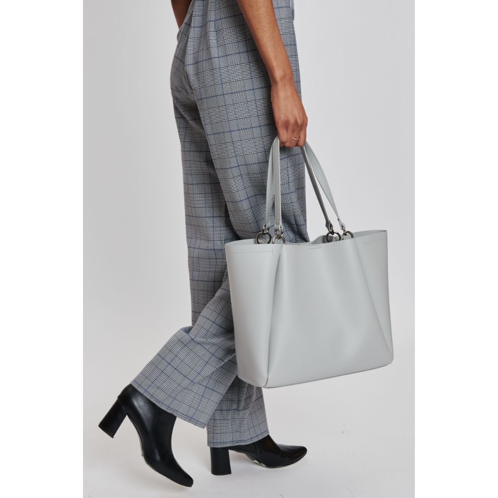 Woman wearing Grey Moda Luxe Brooklyn Tote 842017132714 View 3 | Grey