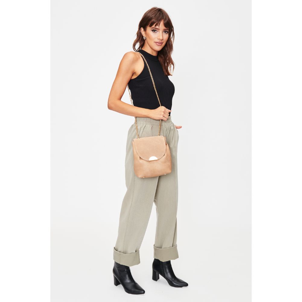 Woman wearing Natural Moda Luxe Breanna Crossbody 842017128595 View 3 | Natural