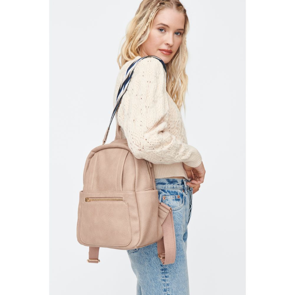 Woman wearing Natural Moda Luxe Scarlett Backpack 842017130161 View 3 | Natural