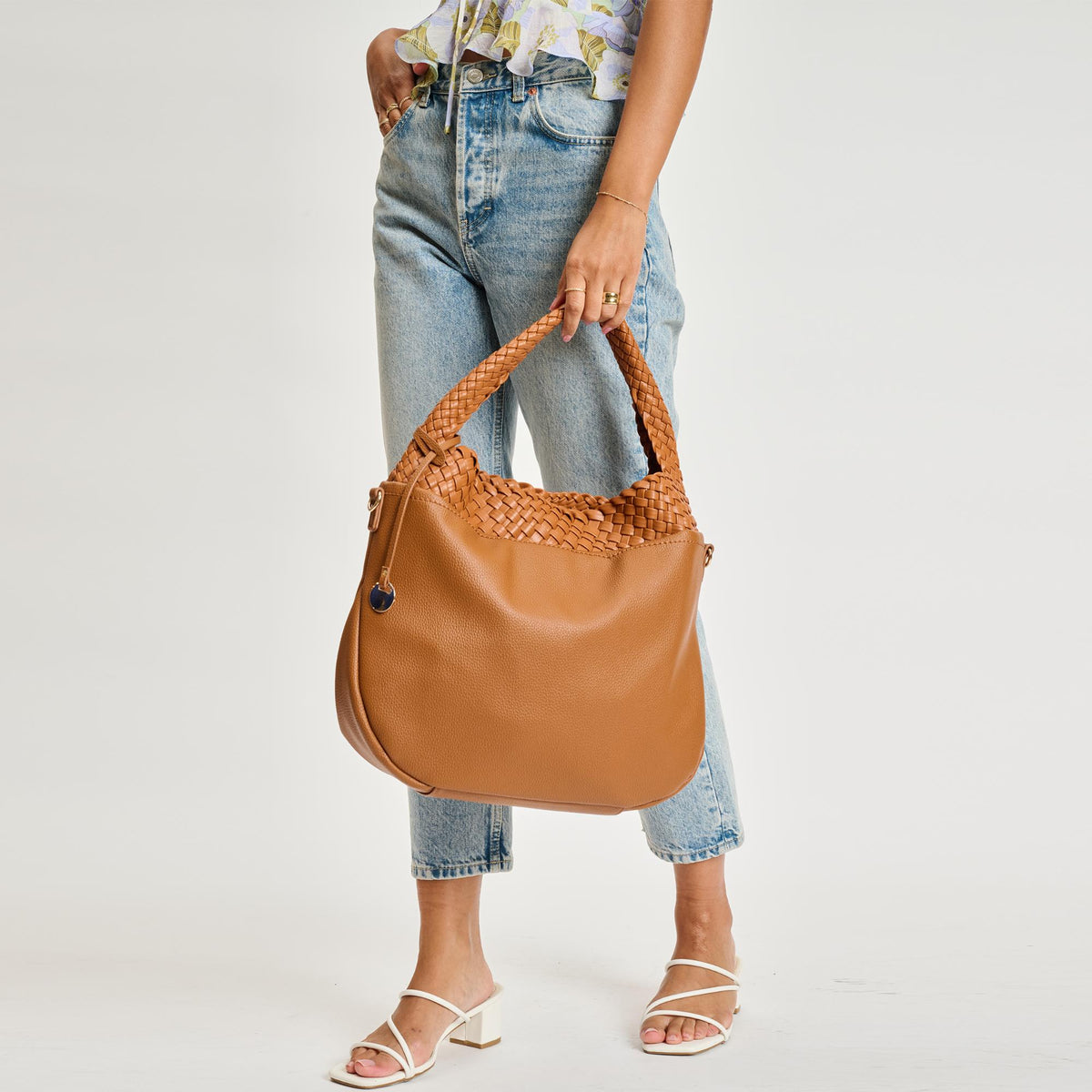 Woman wearing Tan Moda Luxe Majestique Hobo 842017134695 View 1 | Tan