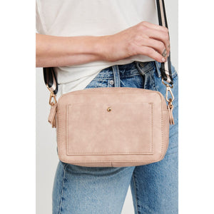 Woman wearing Natural Moda Luxe Skylie Crossbody 842017126720 View 2 | Natural