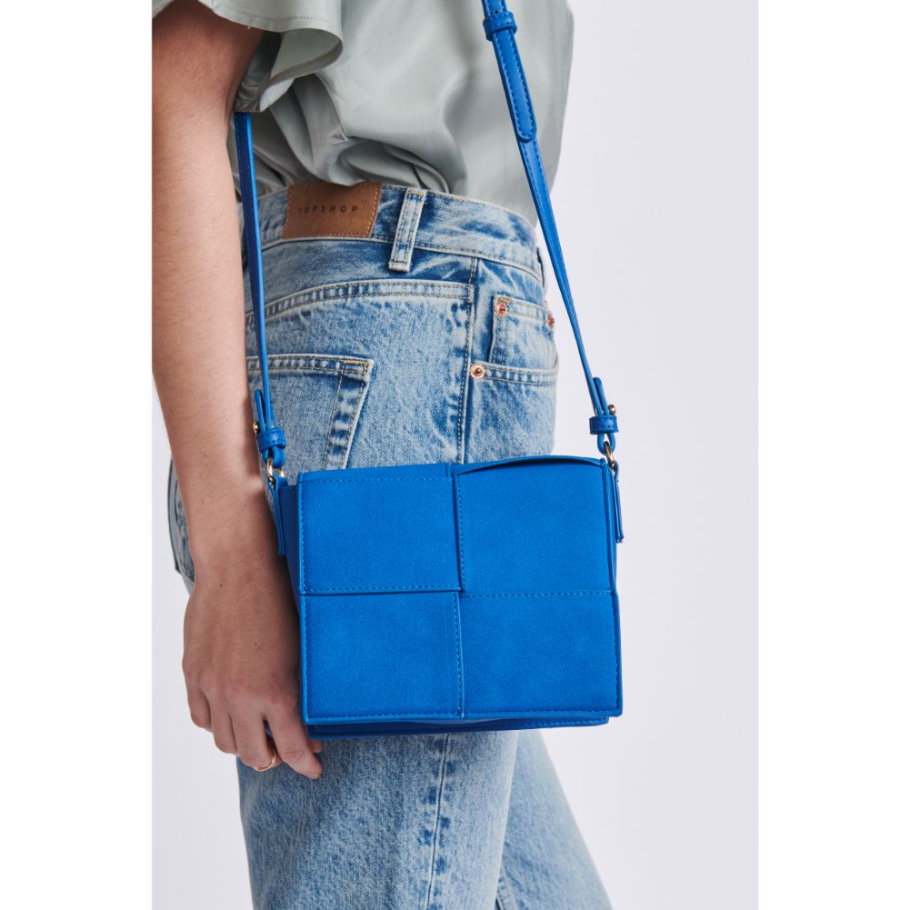 Woman wearing Electric Blue Moda Luxe Lena Crossbody 842017129479 View 3 | Electric Blue