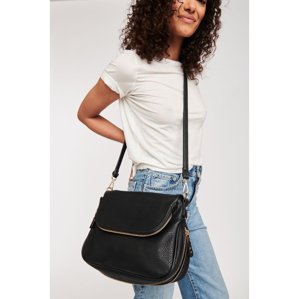 Woman wearing Black Moda Luxe Dandelion Crossbody 819248012368 View 4 | Black