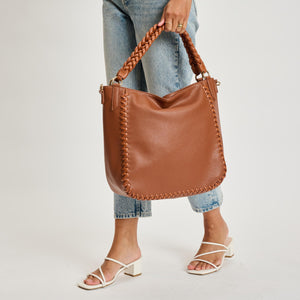 Woman wearing Tan Moda Luxe Luxelle Hobo 842017134916 View 2 | Tan