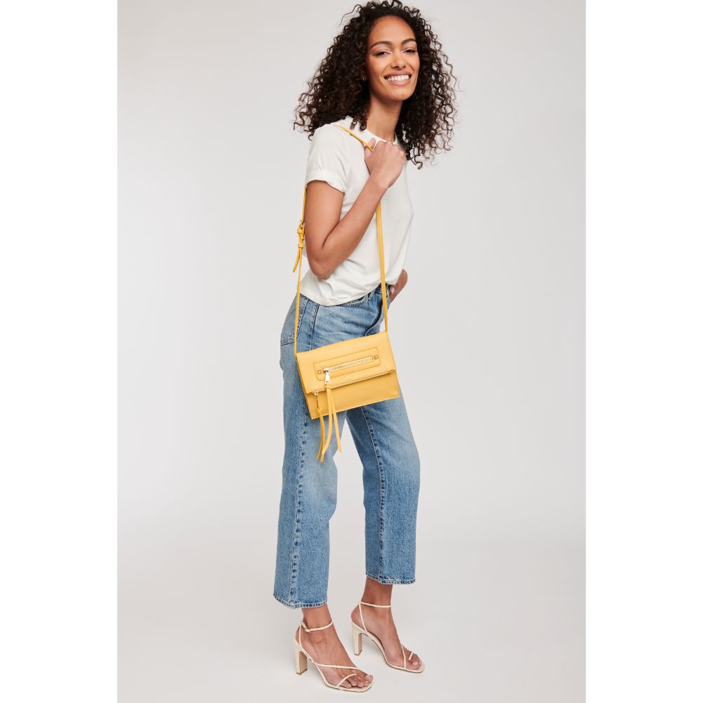 Woman wearing Yellow Moda Luxe Ellie Crossbody 842017113256 View 3 | Yellow