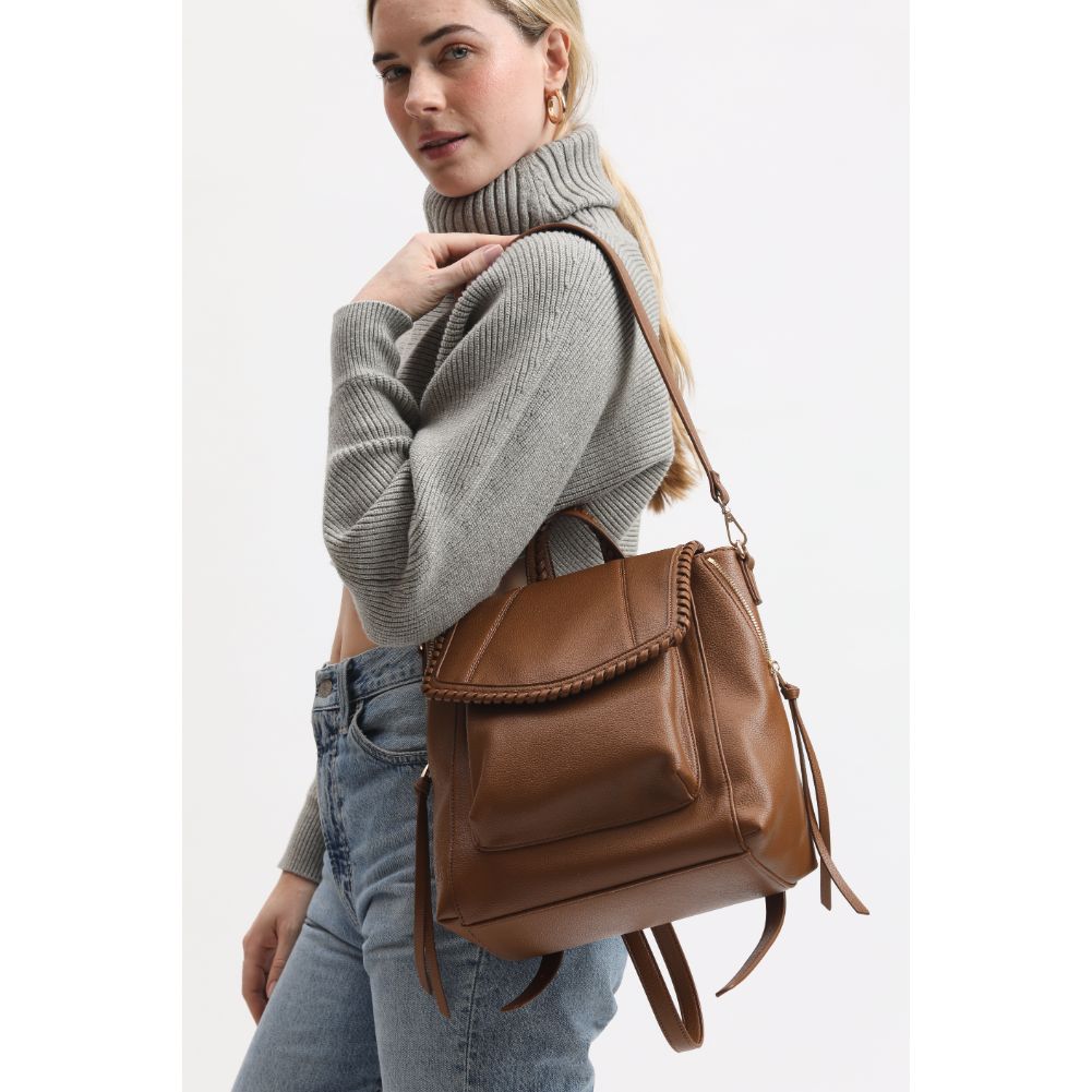 Woman wearing Cognac Moda Luxe Dido Backpack 842017133247 View 3 | Cognac