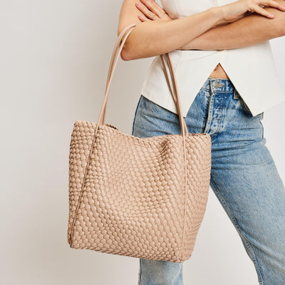 Woman wearing Nude Moda Luxe Gladys Tote 842017137269 View 1 | Nude