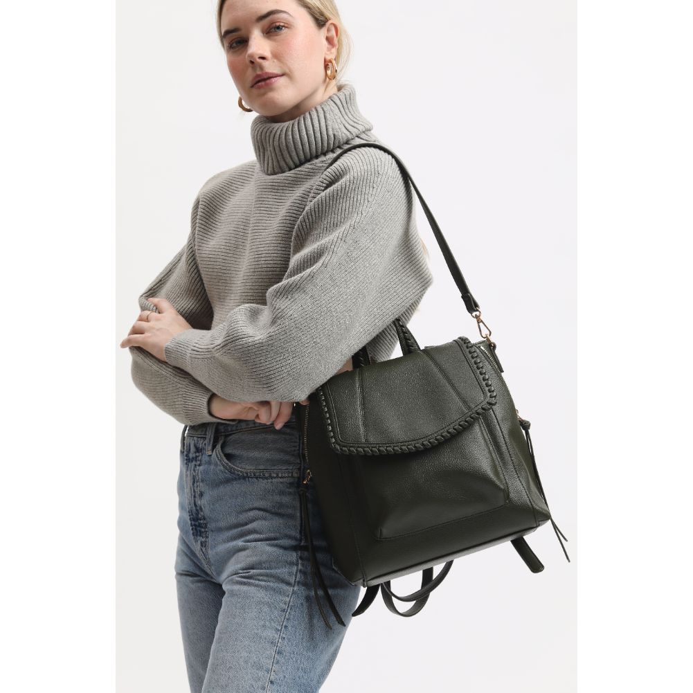 Woman wearing Olive Moda Luxe Dido Backpack 842017133230 View 3 | Olive